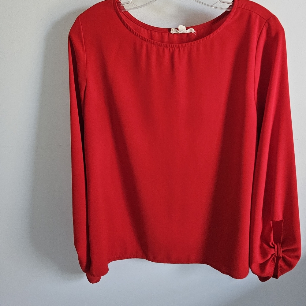 Gilli Cherry Red Long Sleeve Blouse